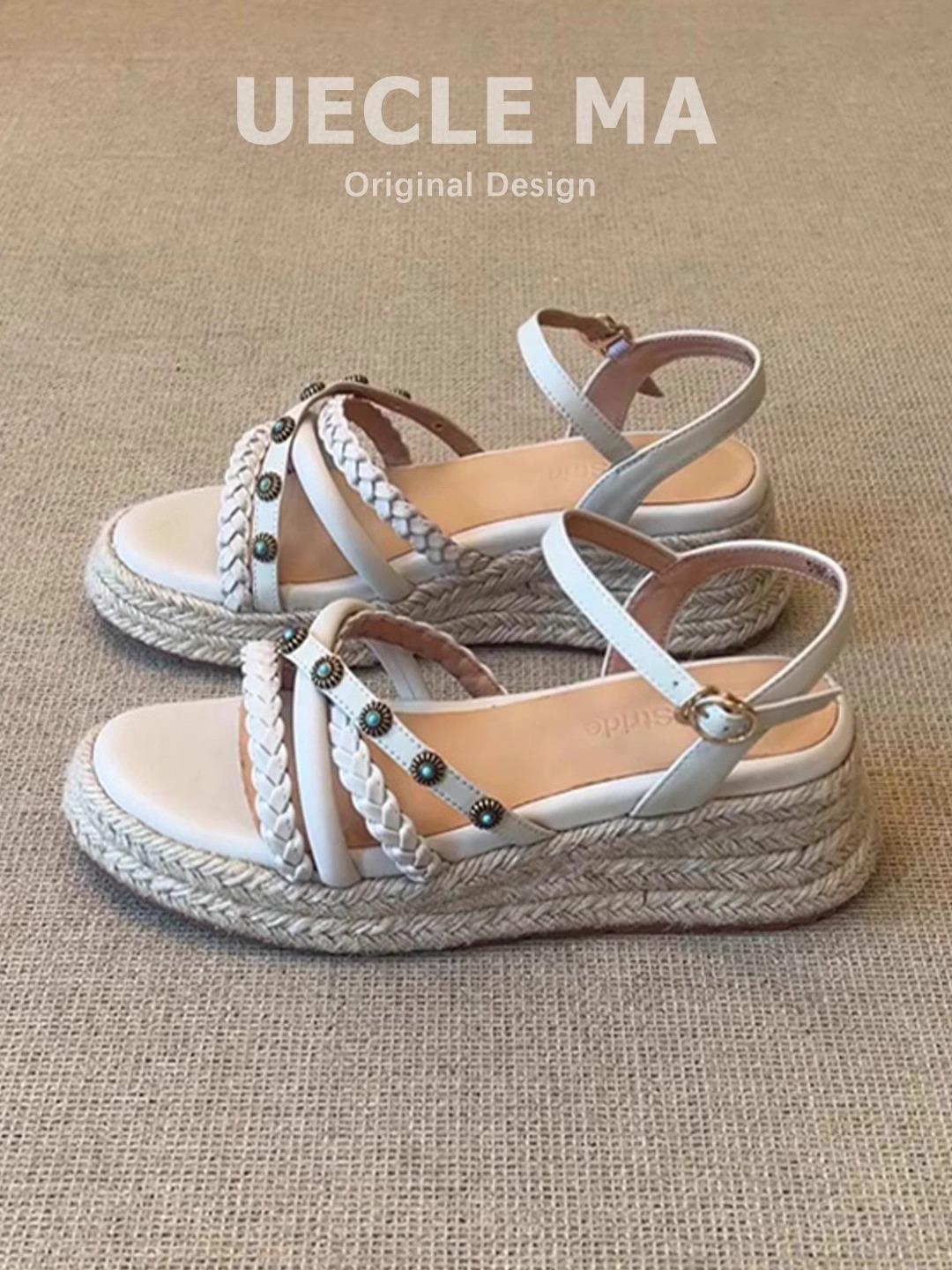 

Версия из овчины~ сандалии на платформе женская верхняя одежда 2025 лето юбка красивая, не устают, каблук римские сандалии 39