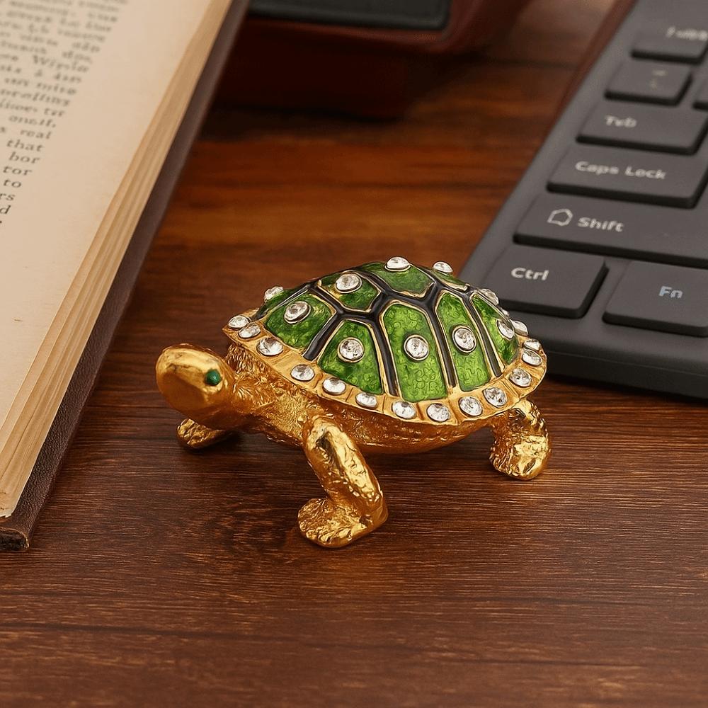 Elegant Turtle Jewelry Box Decorative Metal Turtle Ornament Vintage Storage Case  for Rings