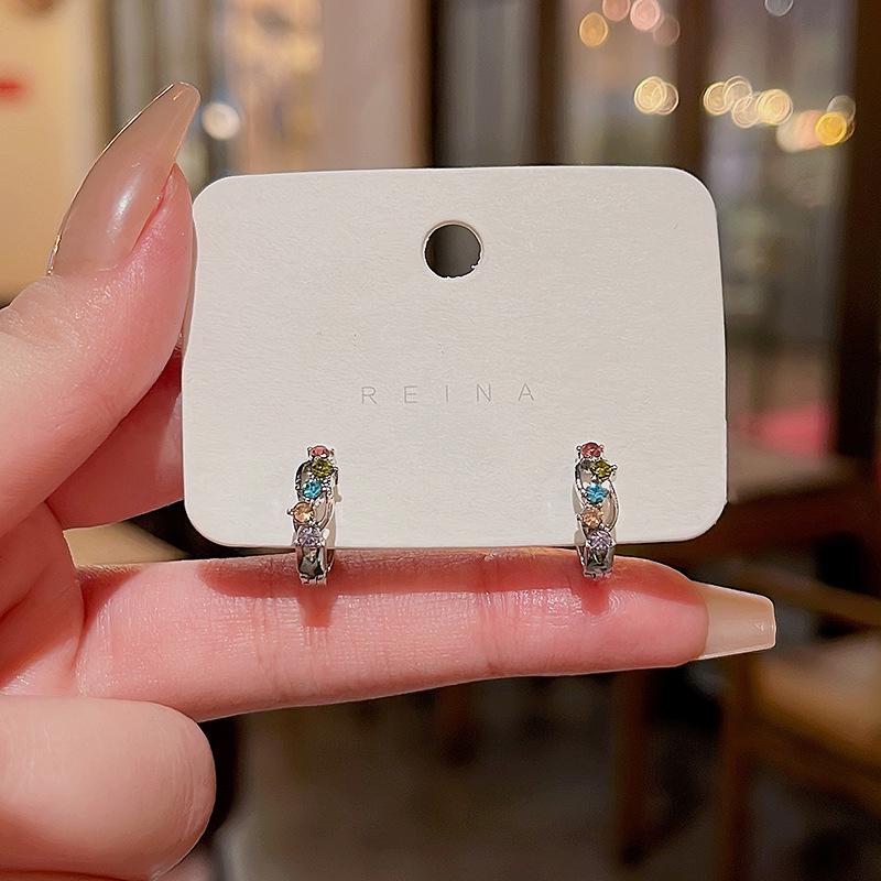 Colorful Zircon High-End Earrings: Trendy, All-Match Designer Ear Buckles