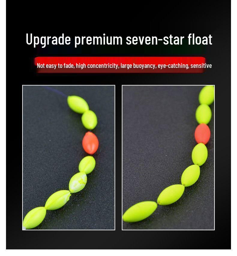 Seven-Star High Sensitivity Float Rig Set: Double Hooks & Nylon Line for Crucian Carp Fishing