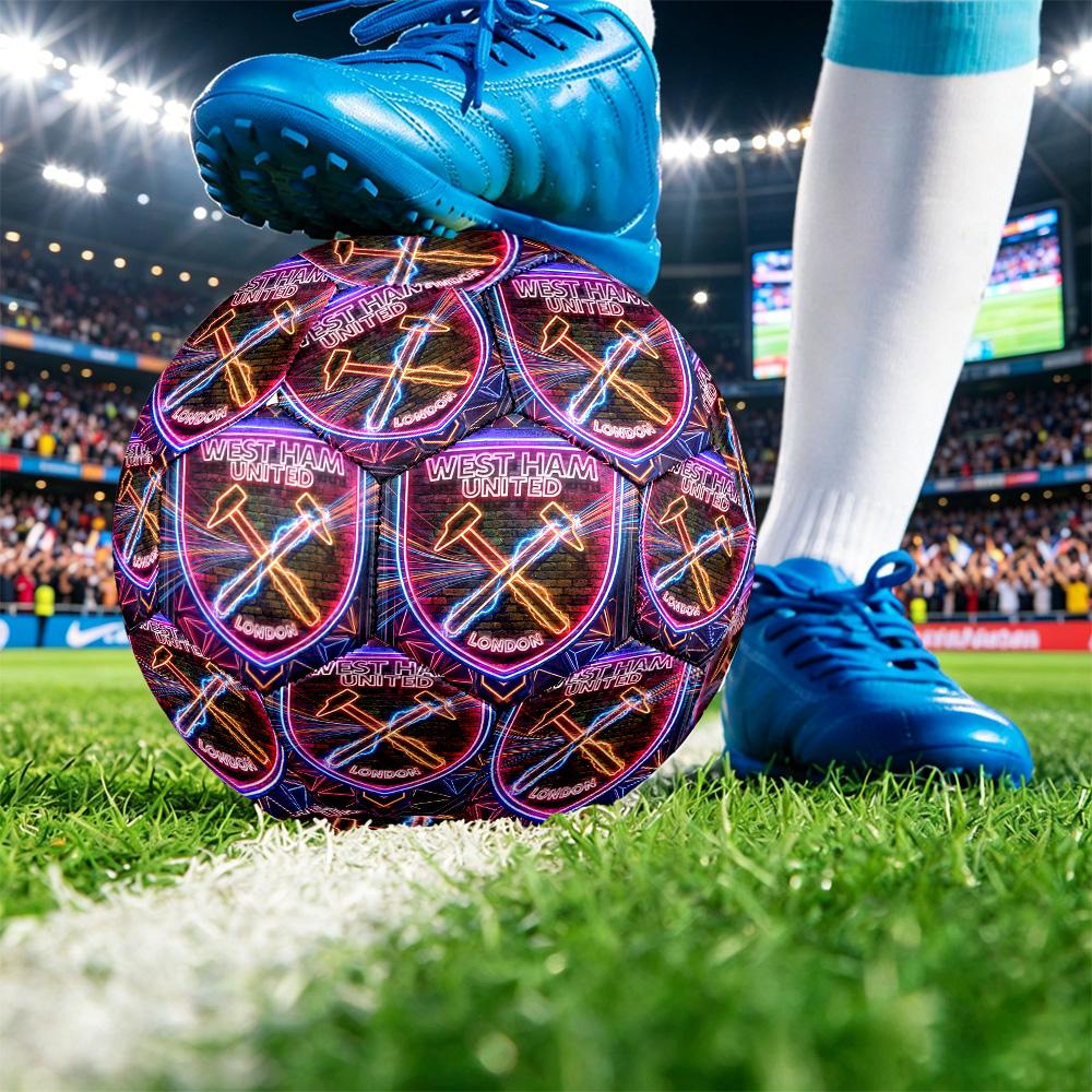 West Ham United FootballPrinted Size 5 Soccer Bootball, Anti Slip Adult Match Football Souvenir for Football Fans