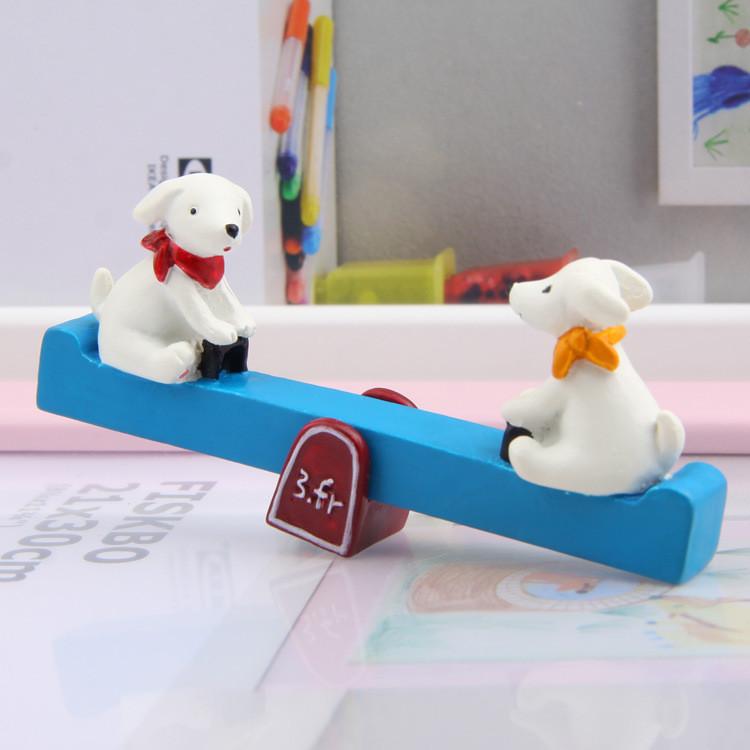 Resin Decor Garden Cartoon Puppy Seesaw Ornament For Kids Home And Use Gifts