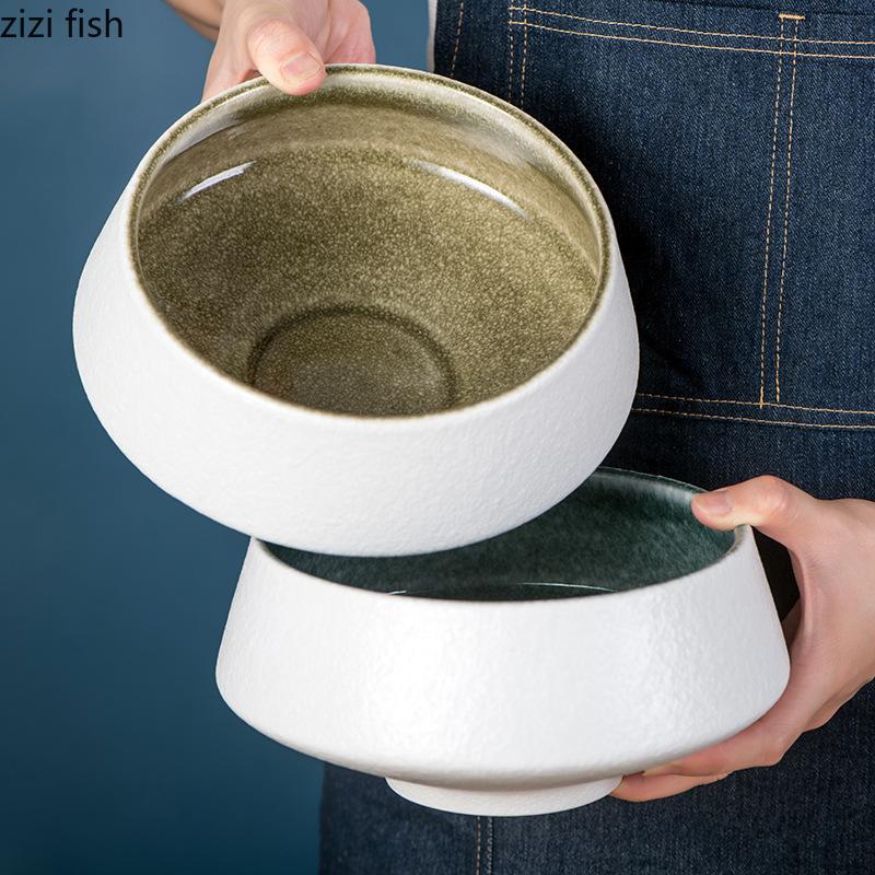 Kreatywna Miska Ceramiczna na Wysokiej Stopce Gruba Miska do Zupy Miska Deserowa Miski Sałatkowe Miski na Makaron Miseczki do Przekąsek Specjalna Zastawa Stołowa do Domu