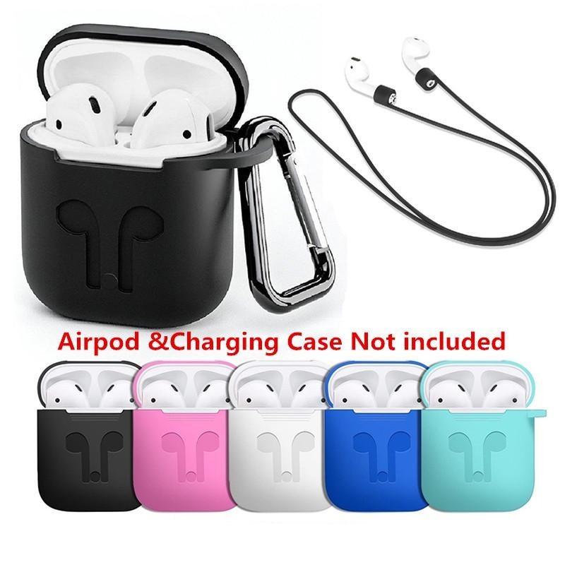 Airpods Protective Case Set Silicone Flip Style Trendy Solid Color