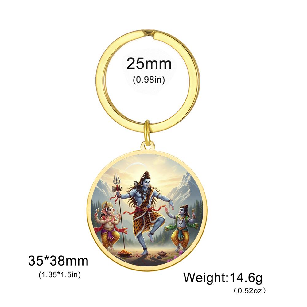 Dawapara Hindu-Gott Amulett Herr Ganesha Schlüsselanhänger Shiva Parvati Anhänger UV-graviert Spirituelles Geschenk Edelstahl Yoga Schmuck