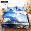Sky With White Clouds Bedding Set Single Twin Full Queen King Size Bed Set Aldult Kid Bedroom Duvetcover Sets 3D Anime 030