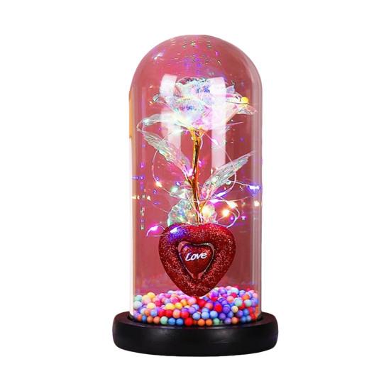 Ewige Rose Geschenk für Frauen Mama Ehefrau Leuchtende Ewige Rose Blume in Glasglocke Romantisches Geschenk für Hochzeiten Valentinstag Jahrestag