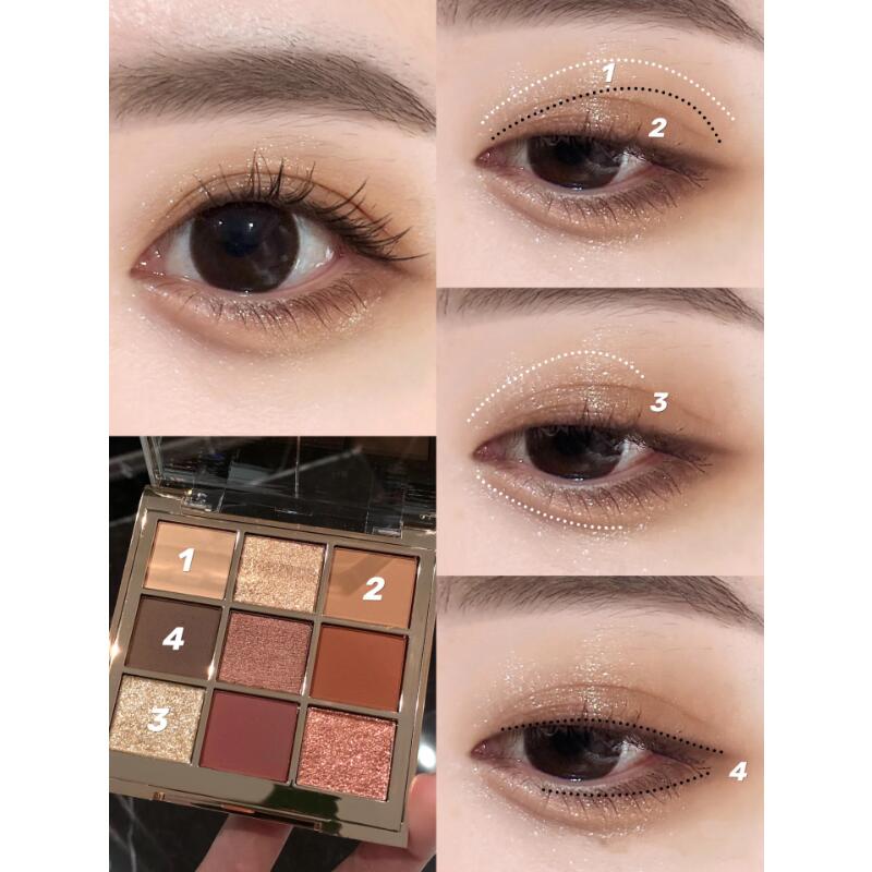 9-Color Eyeshadow Palette - Matte & Shimmer Nude Tones for All-Day Wear, Compact Makeup Kit with Mirror