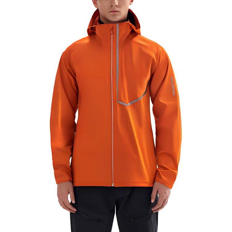 Salomon Bonatti Trail Jacket Comfortable Casual Sports Windproof Breathable Lightweight Running Hooded Jacket Men jackets Tomato-Red C22717