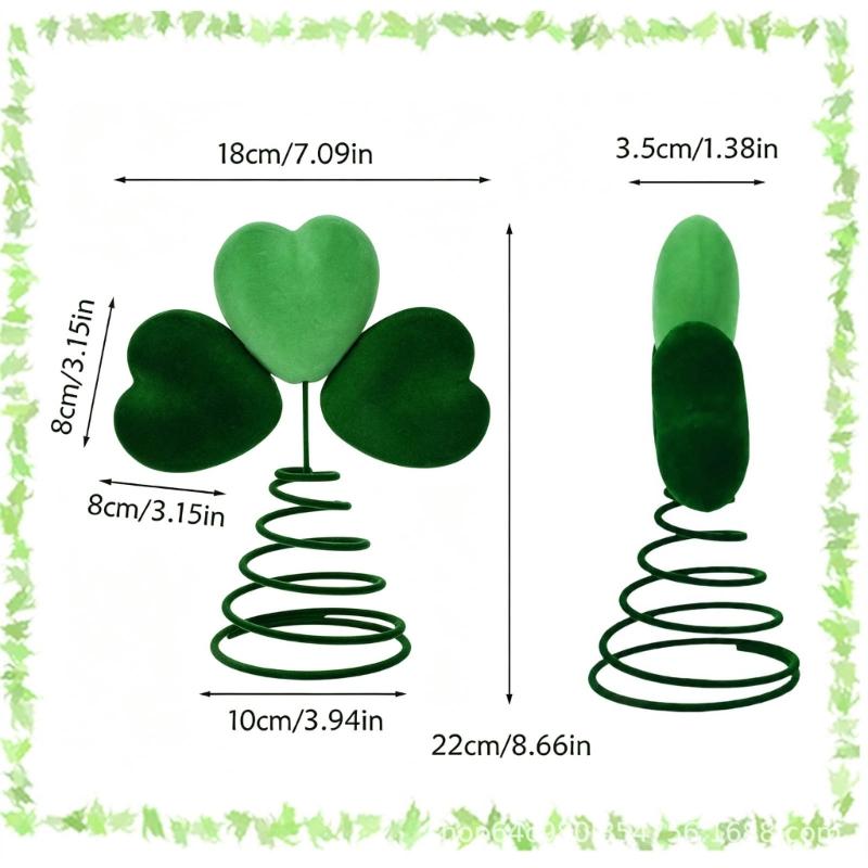 Soft Fabric Christmas Tree Top Ornament with Open Coil Base, Contrasting Green Leaves Styling, and Internal Iron Wire for Holiday Use