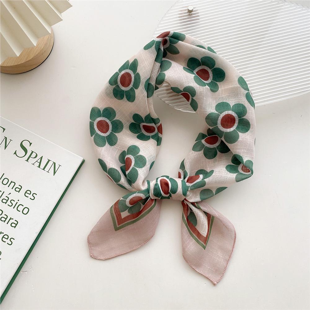 58 Cotton Linen Silk Scarf - Versatile Korean Fashion Neck and Head Bandana for Women