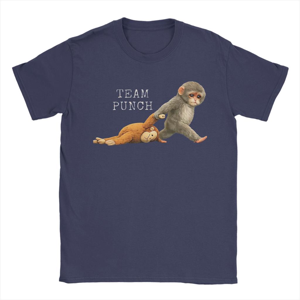 Team Punch Punch der Affe Babyaffe hält Plüschtier T-Shirt für Männer Frauen Bedruckte T-Shirts 100% Baumwolle Kleidung