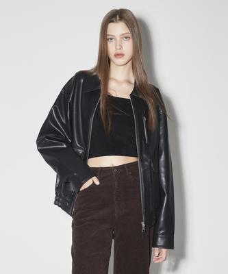 Buckaroo Vegan Leather Blouson Jacket Black