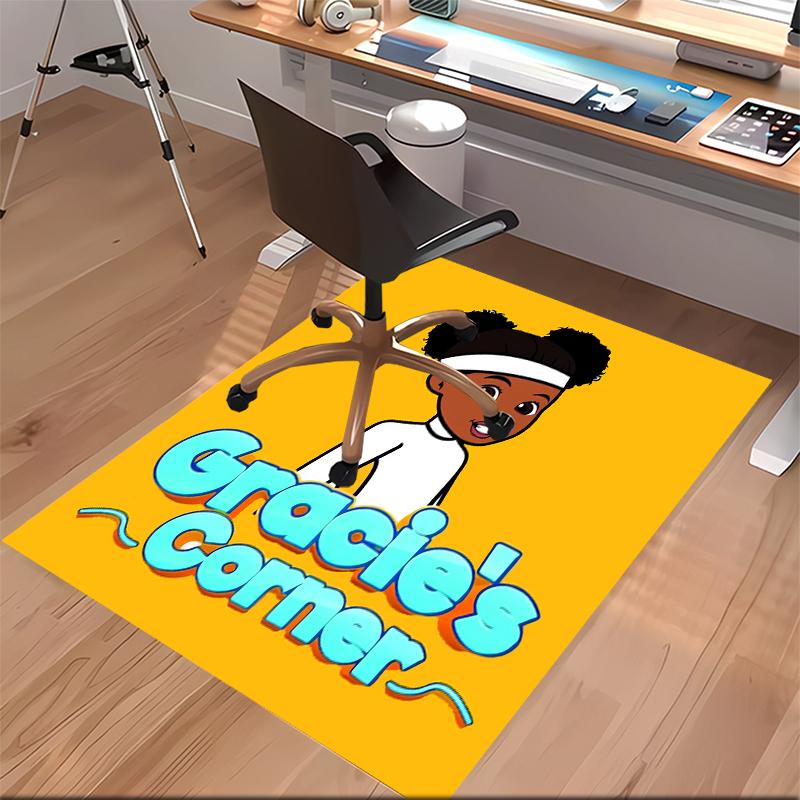 1pc Gracie's Corner Print Area Rug - Soft, Washable Non-Slip Indoor Mat for Office Chairs, Living Room, Home Office Decorative Rug