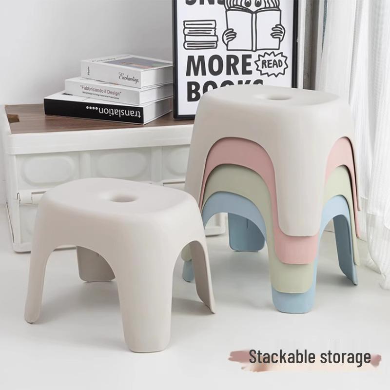 Multifunctional Stackable Plastic Stool for Living Room, Bathroom, or Kids' Room.