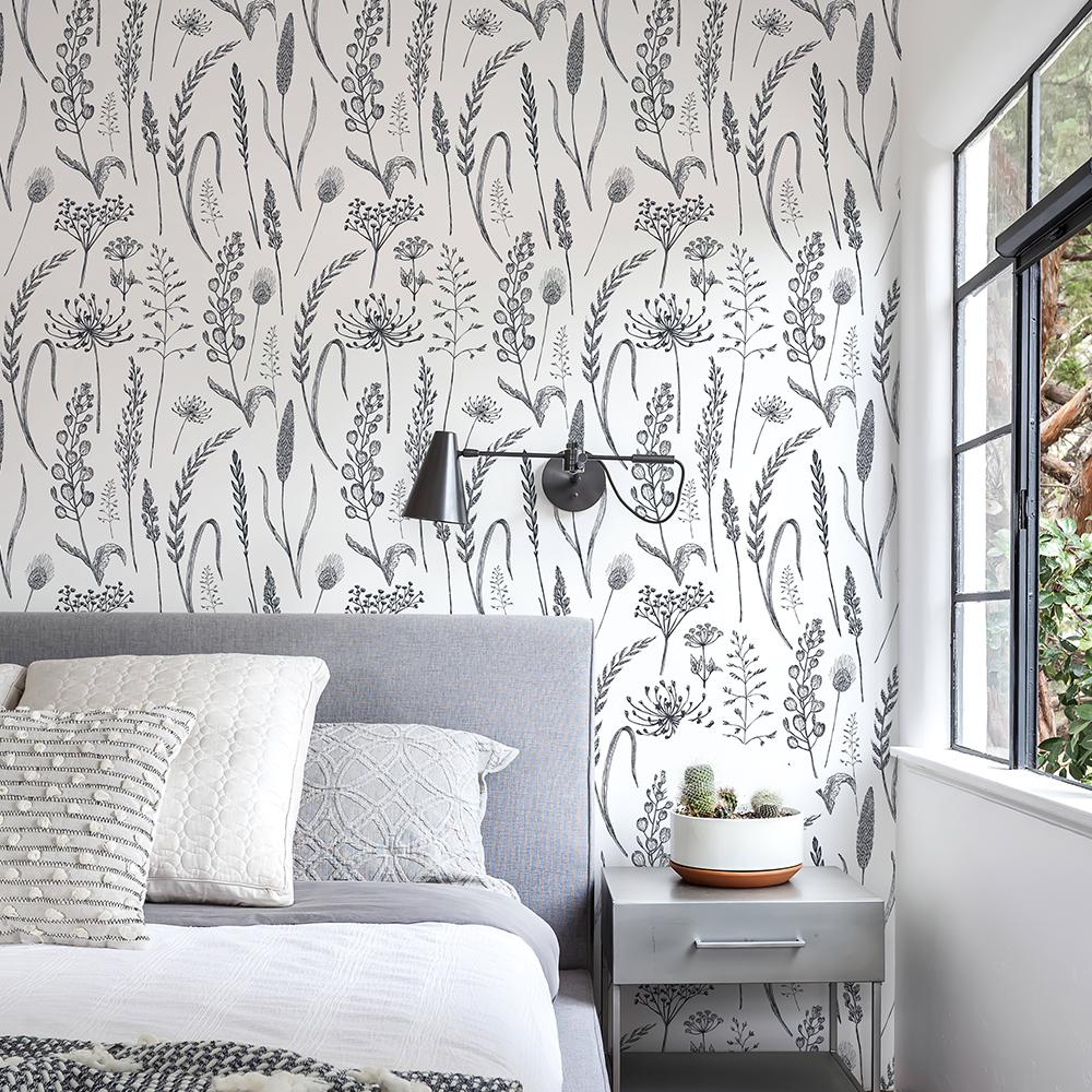 White Sketch Ear Of Leaf PVC Wallpaper Retro Simple Home Decor Waterproof Contact Paper Chic Flower Removable Wallpaper