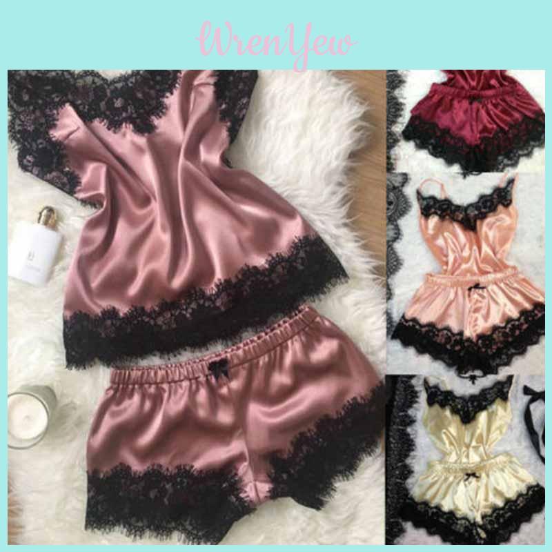 Luxurious Women Lingerie Silk Lace Robe Dress Babydoll Nightdress Sleepwear Set