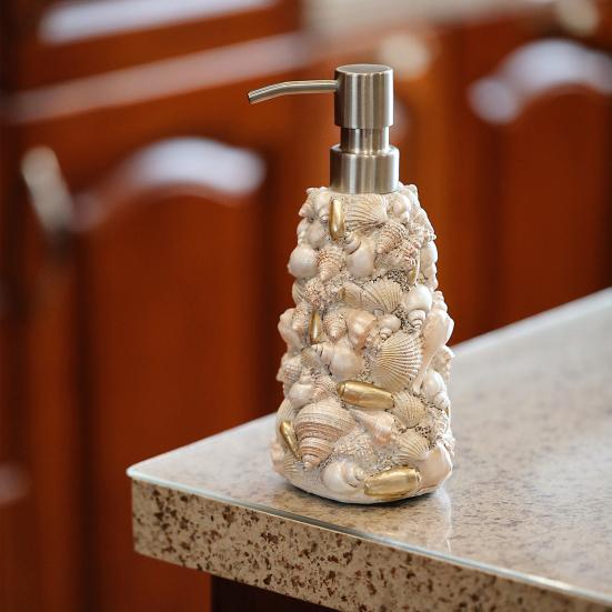 Shell Design Soap Dispenser Waterproof Resin Stainless Steel Hand Sanitizer Lotion Shampoo