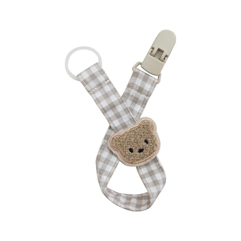 

Stylish Newborn Pacifier Holder with Bear Rabbit Decorations Cloth Wood Pacifier Clip Gift for Baby Showers & Birthdays