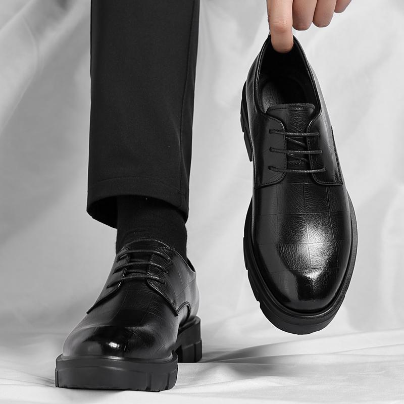 8-10cm Höhensteigernde Schuhe für Herren Plateau Atmungsaktiv Erhöhend Freizeit Innen Hohe Schuhe Business Anzug Aufzug Lederschuhe