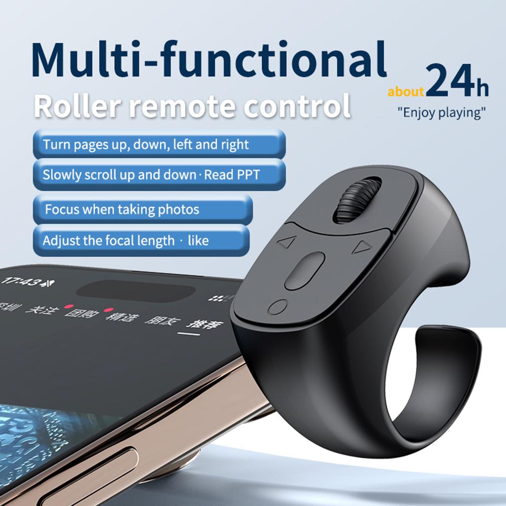 Bluetooth 5.3 Wireless Fingertip Ring Remote Control Page Turner Browsing Scrolling Ring Wireless Camera Shutter Selfie Button