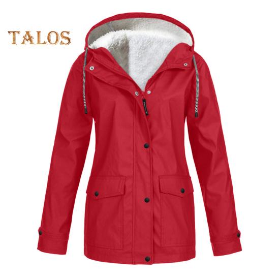

Женское зимнее пальто с флисовой подкладкой, капюшоном, застежкой-молнией на кнопки, верхняя одежда средней длины, большого размера, однотонная парка с карманами, теплая пуховая куртка XL красный
