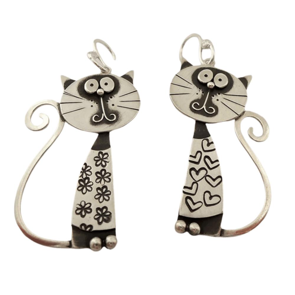 1Pair Cat Cat Style Pendant Earrings Copper Asymmetric Design Earrings Retro Punk Earrings Gift