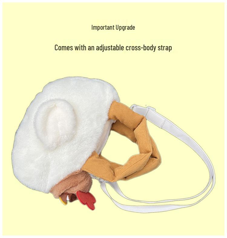 Funny Playful Giggle Chicken Plush Handbag - Large Capacity Cartoon Shoulder Bag