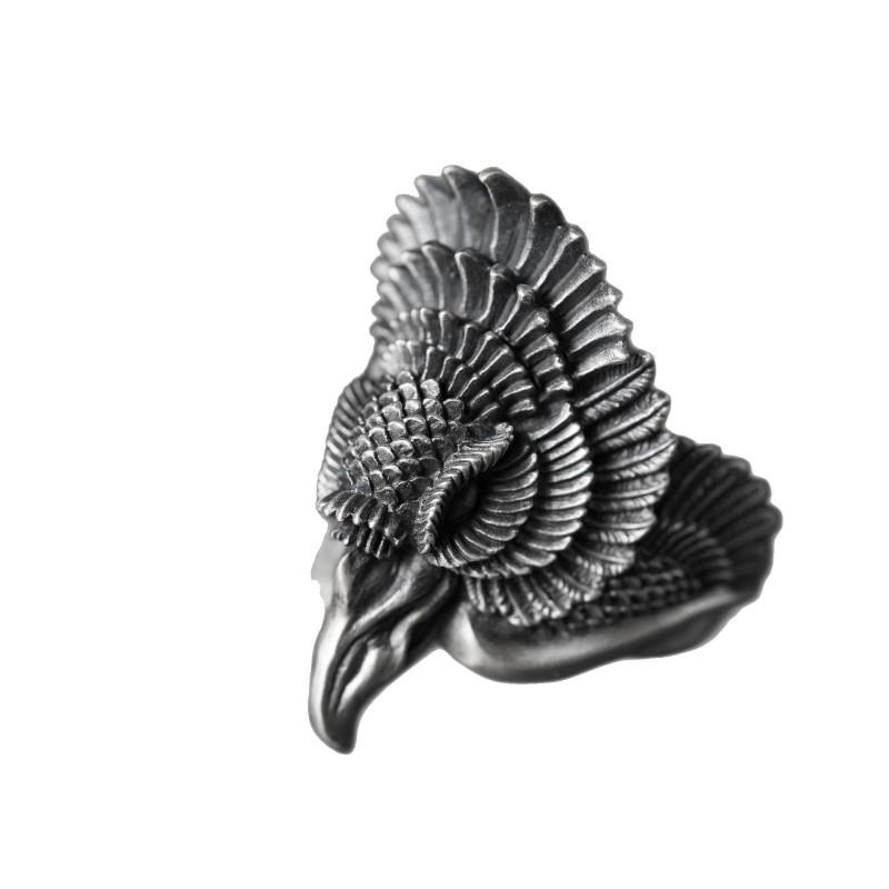 Adjustable Wide Open Ring With Dual Phoenix Motif Vintage Style Sterling Unisex Statement Jewelry