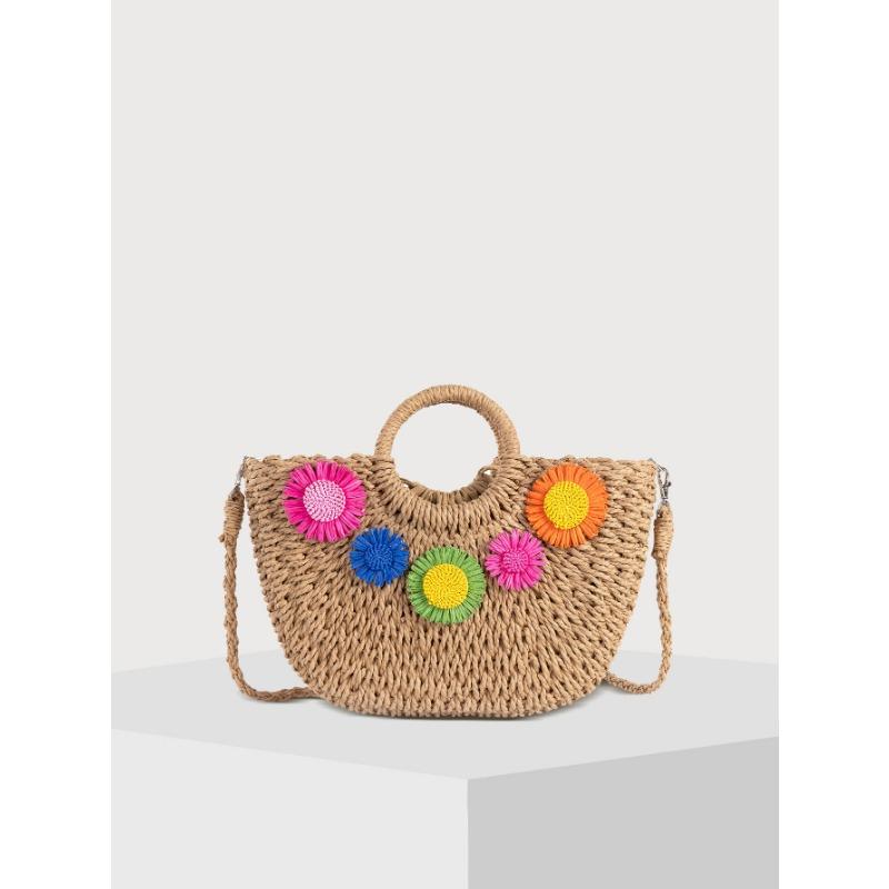 Arrival Women's Paper Straw Woven Bag - Shell Accents Tote & Crossbody Bag for Vacation Essentials & Trendy Outfits