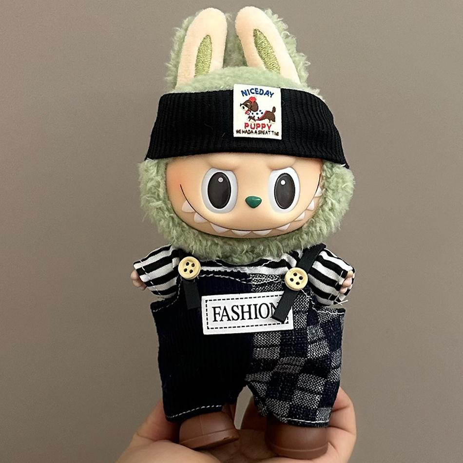 Anime 15-17cm Labubu Kleidung Beliebte Neue Produkte Mode Klettverschluss 17cm Puppe Süßes Kleid Lässiges Set Rock Plüschtier Kleidung