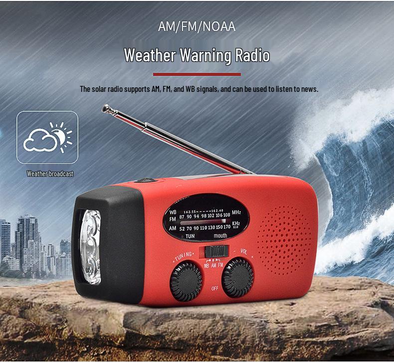 Hand-Crank Solar Emergency Radio with Light Function