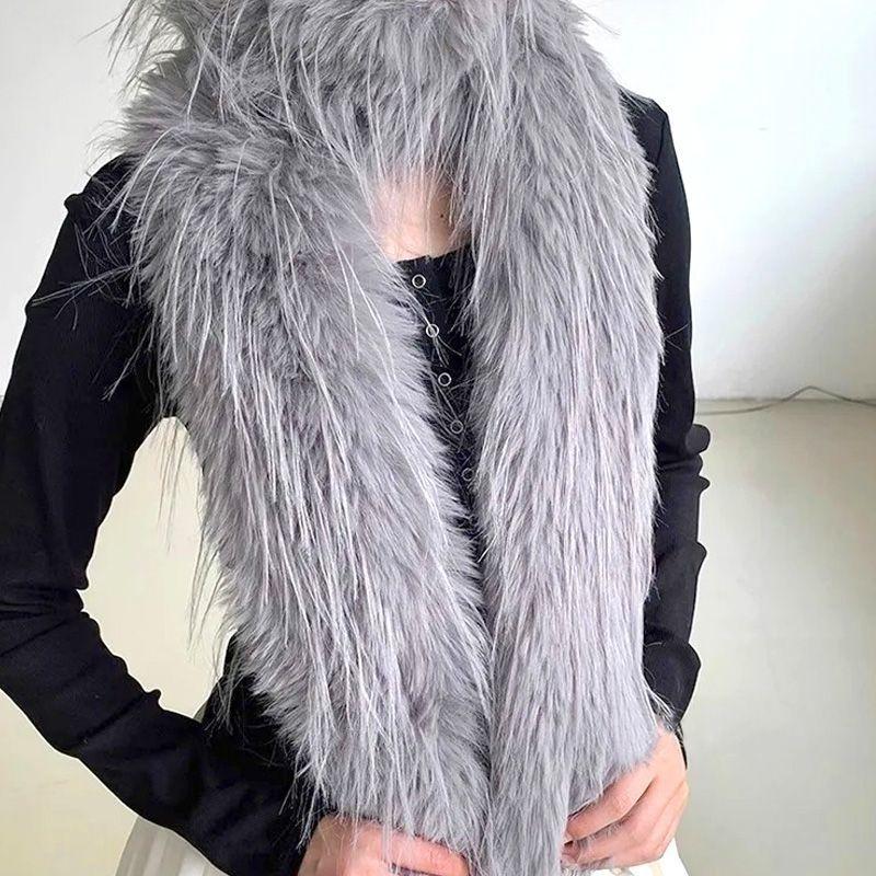 Plush Tassel Scarf Spring and Winter Thickened Ostrich Feather Plush Shawl with Fluffy Scarf Encryption Shawl