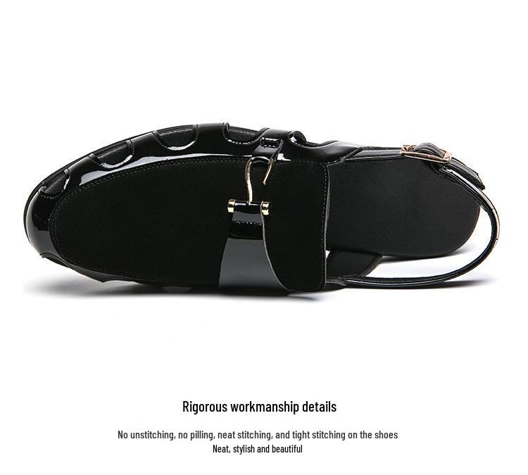 Men's Plus Size Leather Fisherman Sandals - Breathable, Hollow Buckle, Formal British Style for Summer