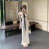 French White Neck Sling Dress for Women In Summer, Sexy Pure Desire To Close the Waist, Slim and Beautiful Tube Top and Hip Long Dress