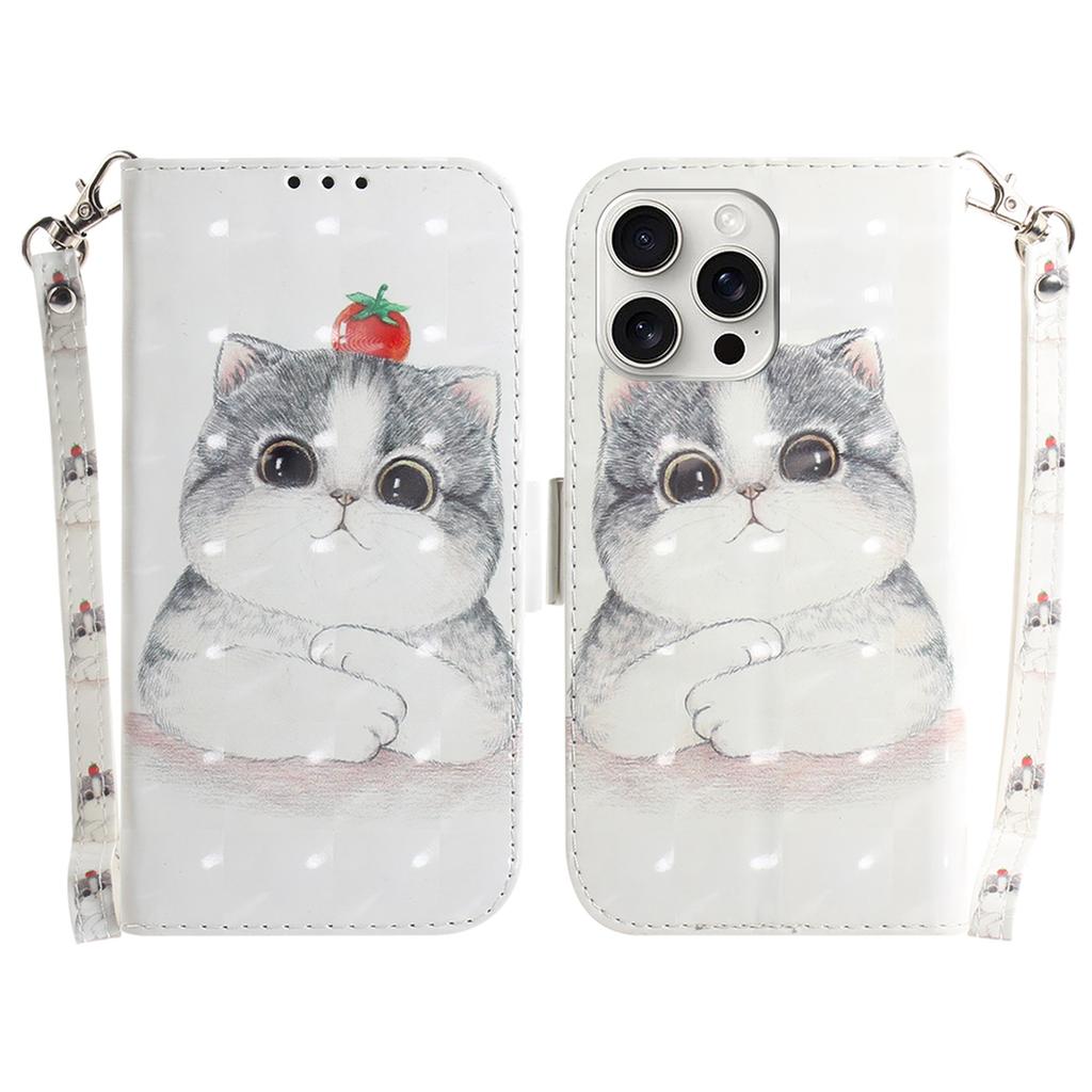 For iPhone 16 Pro Wallet Case 3D Pattern Print Leather Phone Cover