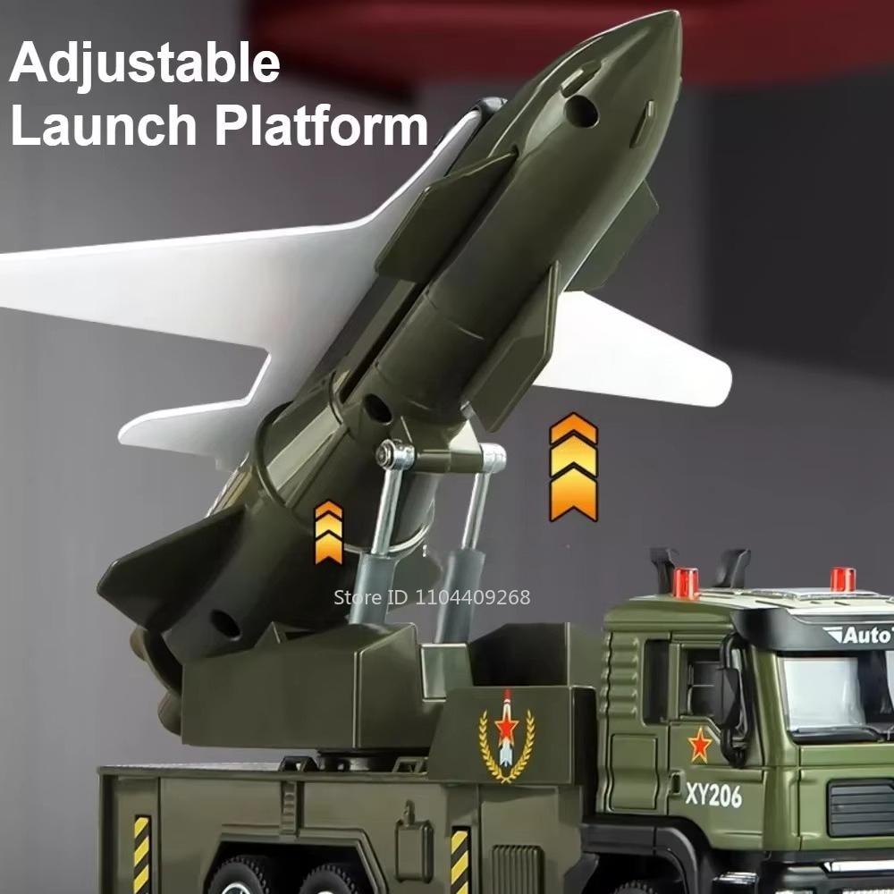 Scale 1:32 UAV Launch Tank Transport Model Car Toy Music Light Pull Back Doors Opened Military Vehicles Models for Kids Trucks