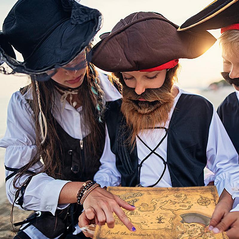 Aventură Pirat Harta Comorii Copii Temă Pirați Articole de Petrecere Aniversară Cadou Jucării Decor Halloween Hărți de Vânătoare Hârtie Kraft Vintage