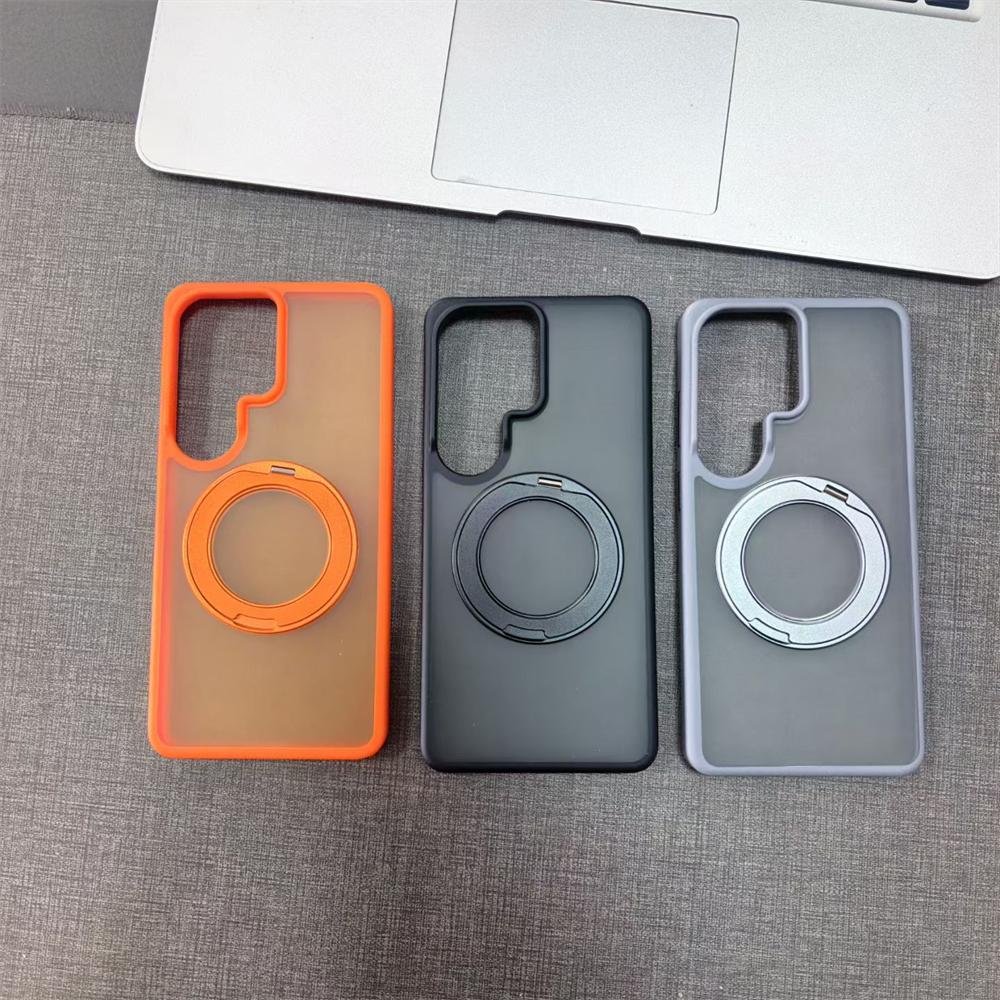 Luxury Matte Clear Magnetic Ring Stand Holder Case For Samsung Galaxy S26 Ultra Transparent Shockproof Bumper Hard Phone Cover