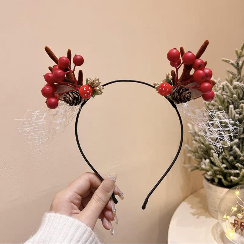 Festive Reindeer Antler Headband for Women - Christmas Hair Accessories