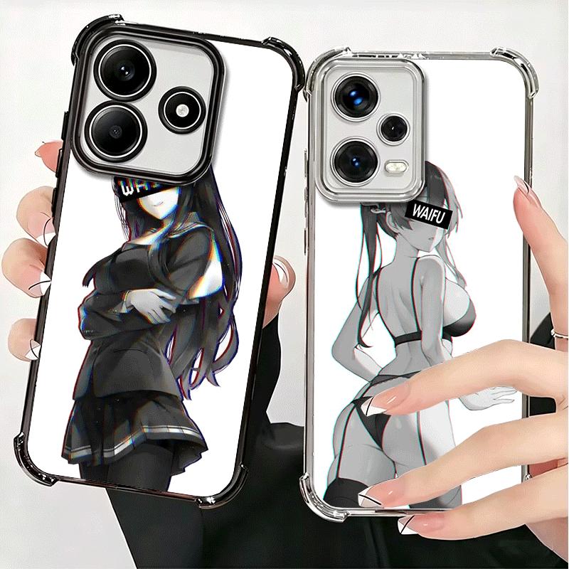 Sugoi Senpai Waifu Kawaii Anime Girl Soft Phone Case For Xiaomi Redmi Note 14 15 Pro Plus 13 12 11S 11T 5G 10 9S 9 Plating Anti-
