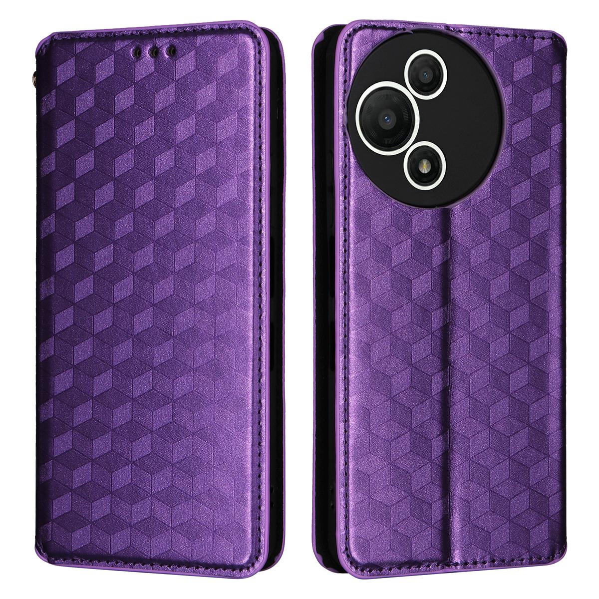 

For TCL 60 SE NxtPaper 5G Case Wallet Rhombus Imprinted Leather Phone Cover Purple