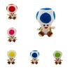 Super Mario 17cm Toad Plüschtier Mit 5 Bunten Sitzenden Pilzfiguren