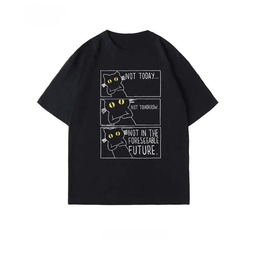 Anxiety Cat T-shirts In Bulk with Pure Cotton Round-neck Short Sleeves