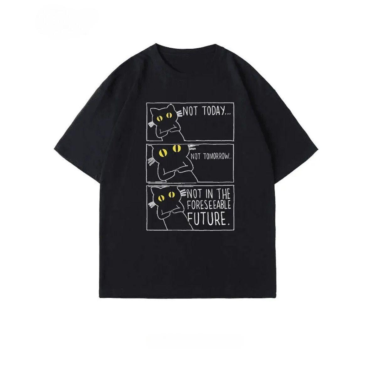 

Футболки с изображением тревожных кошек, оптом, из чистого хлопка, с круглым вырезом и короткими рукавами. 4XL