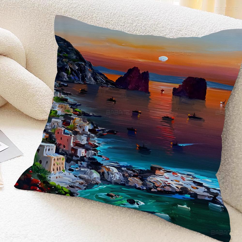 Španělsko Pobřeží Amalfi Krajina Povlaky na polštáře Domácí lůžkoviny Dekorativní povlak na polštář Svatba Super měkký povlak na polštář