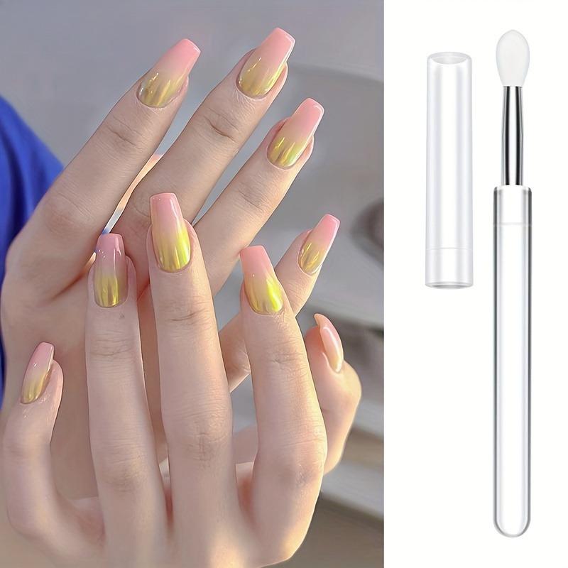 Manicure Transparent Silicone Wand Magic Mirror Powder Aurora Powder Applicator Wand Rubbing Powder Glitter Eyeshadow Portable Multifunctional Brush