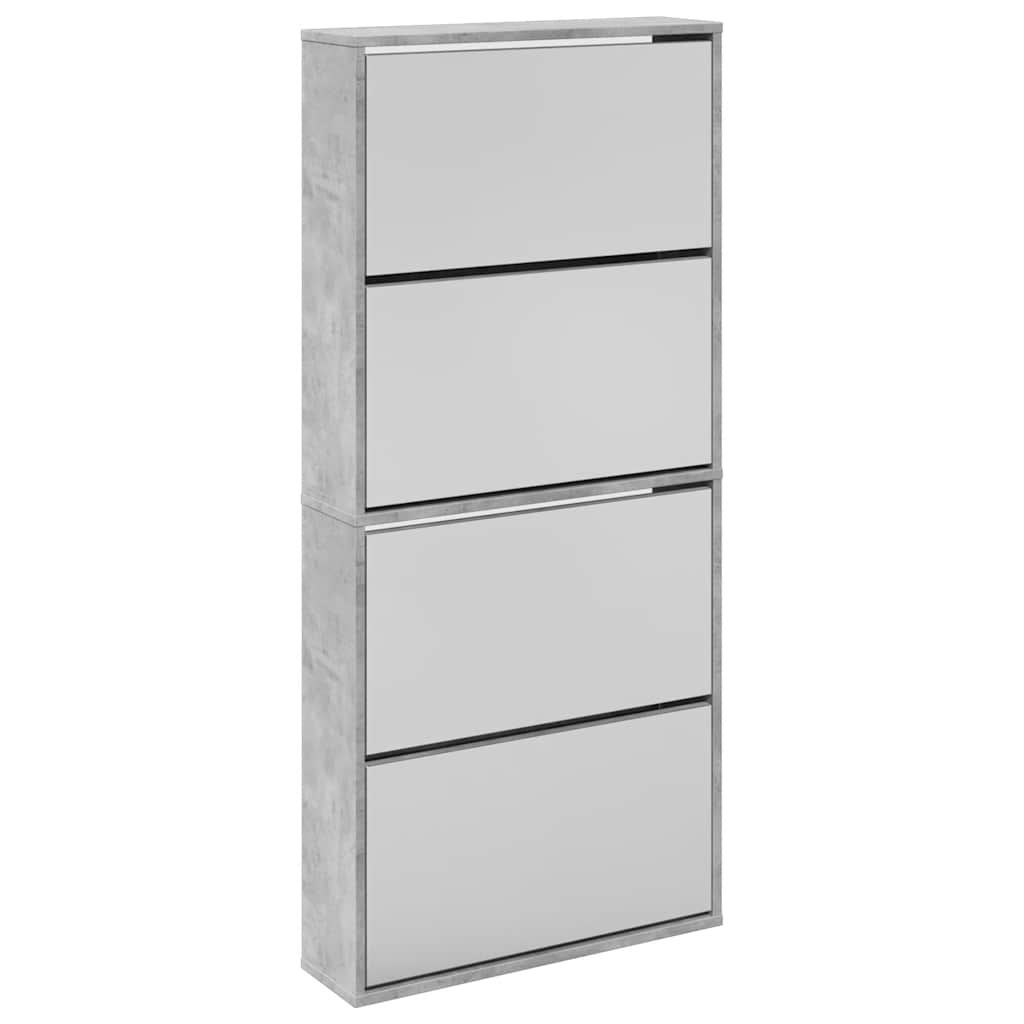 Vidaxl Szafka Na Buty Z Lustrem, 4 Poziomy, Szary Beton, 63X17X134 Cm