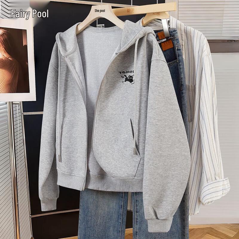 

Tashe Women s Loose Fit Hooded Zipper Jacket M