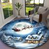 1pc Round Rug Appropriate for Office, Santa Claus Carpet, Versatile Printed Chair Rug, Durable Home Sofa Carpet